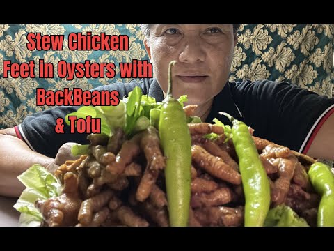 CHICKEN FEET IN OYSTER WITH BLACKBEANS AND TOFU/FISH BANGUS FRIED #mukbangasmr