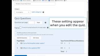 Creating a quiz in Courses (D2L)