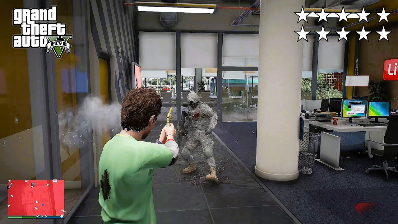 GTA 5 - Rickie's TEN STAR COP BATTLE In The LIFEINVADER OFFICE (GTA V ...