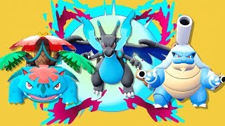 A MEGA EVOLUÇÃO DE CHARIZARD, BLASTOISE E VENOSSAURO - Pokemon Let's GO  PIKACHU #33 