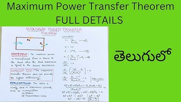 "Maximum Power Transfer Theorem Explained in Telugu | DC Circuits & Class 12 Network Analysis"