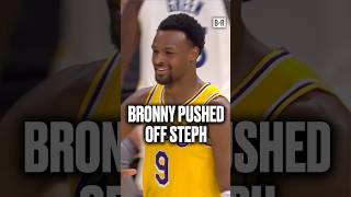 Bronny & Steph were cracking up at this 🤣