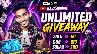 365days giveaway series day83 unlimited giveaway Balugaming is live telugu #freefire  #gaming