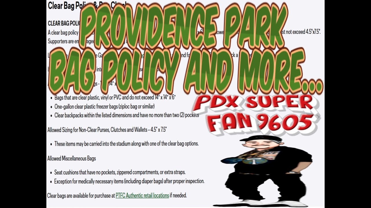 Portland Thorns/Timbers Bag Policy and other rules and tips Providence