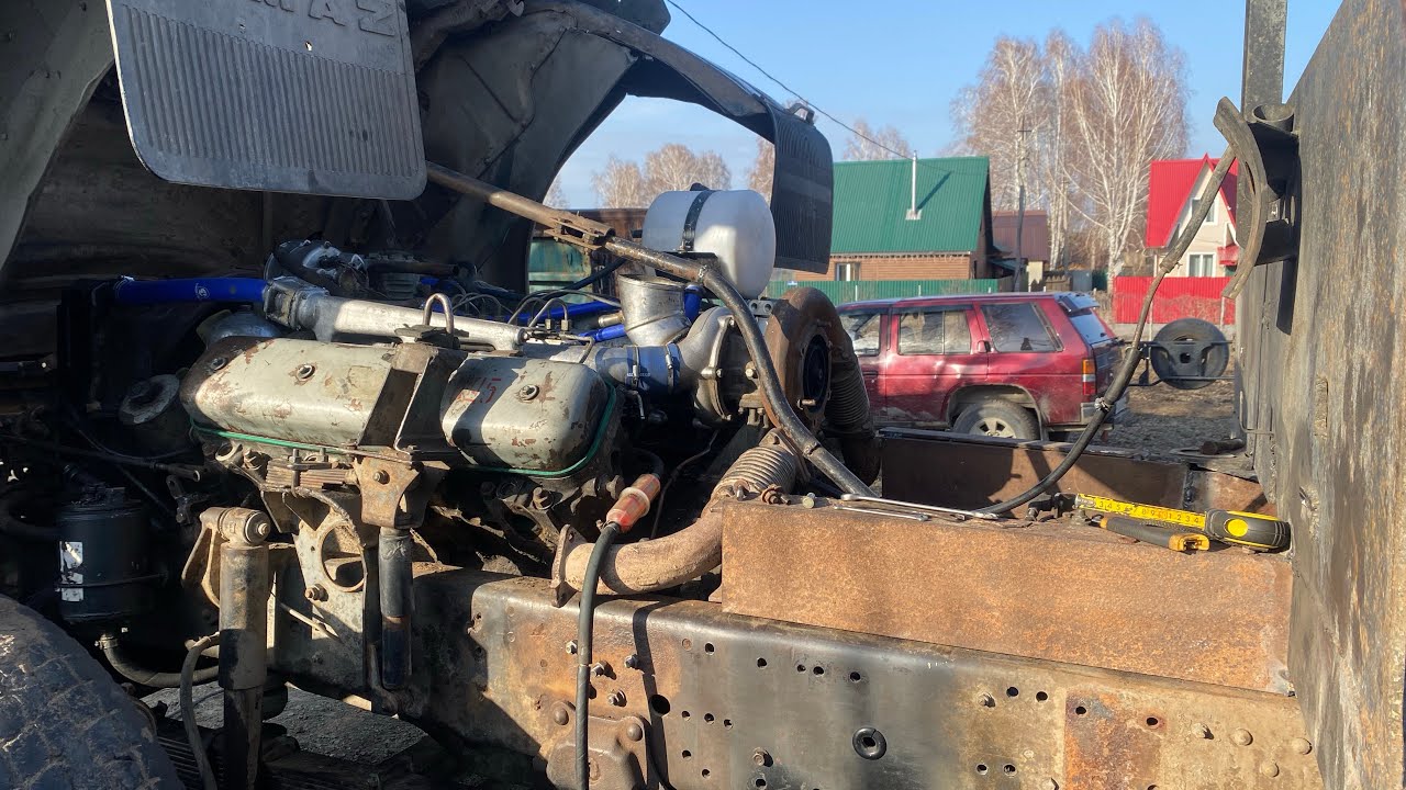 Короткое видео по установке турбины на ямз 238 - YouTube