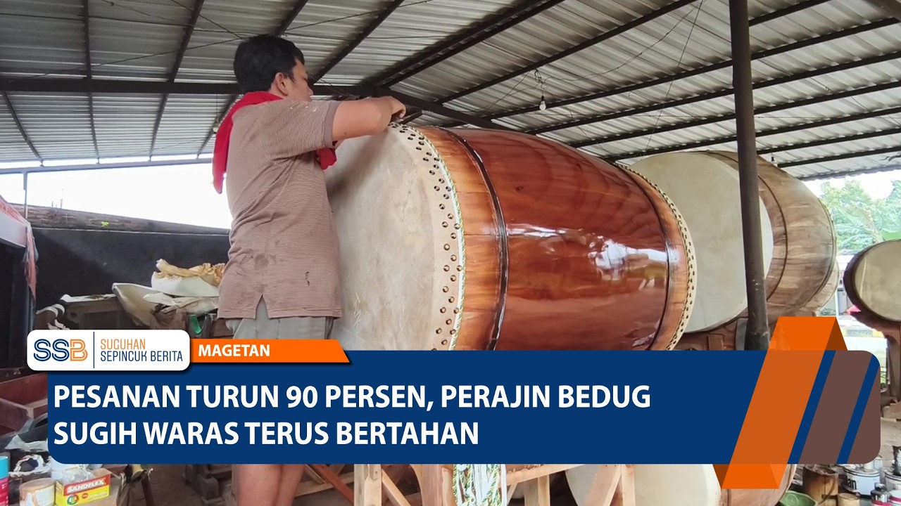 MAGETAN - Pesanan Turun 90 Persen, Perajin Bedug Sugih Waras Terus Bertahan