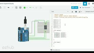 4. Seven Segment Display Using Arduino in Tinkercad