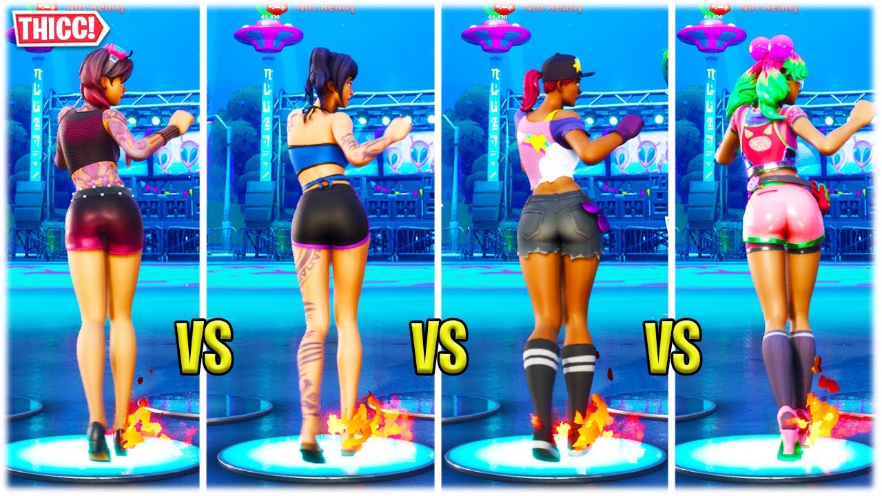 Fortnite Thicc Freewheelin Built In Dance Emote Showcased With Hot Female Skins 😍 ️ Youtube 