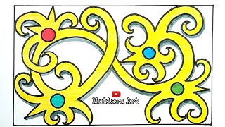 Belajar Menggambar Motif Suku Dayak || Motif Tribal || Motif Kalimantan