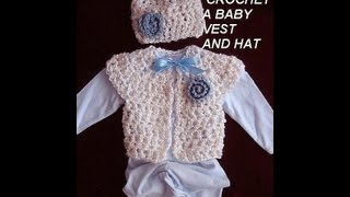 How To Crochet A Baby Vest And Hat Set. Cute Shower Gift, Baby Clothing,