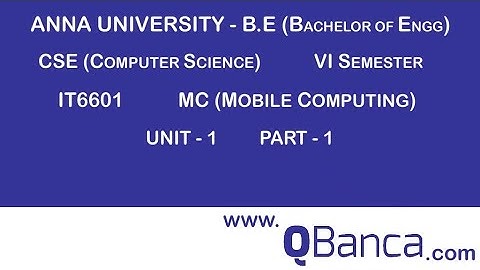 QBanca | Anna University-2013 R | CSE DEPT(6TH SEM) | IT6601- MOBILE COMPUTING |  Unit 1 | Part-1