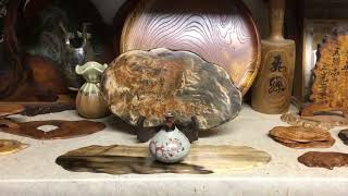 花台・盆栽台　黒柿の敷板・飾り台　ダケカンバこぶ 【飛騨の杢工房・三光工堂】