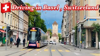 🇨🇭 Driving in Basel City , Switzerland . Germany & France Border ... !!