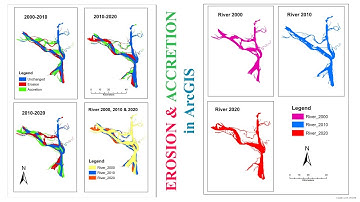 How to Calculate Erosion & Accretion of a River for different time period in ArcGIS
