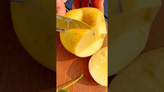 A Practical Way to Cut and Slice a Yellow Apple Fruit Using a Sharp Knife #shorts