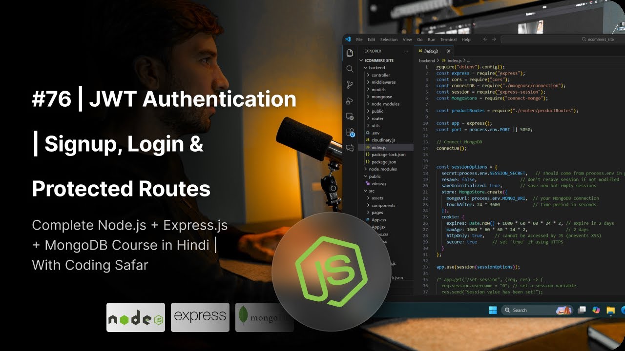 NodeJS Tutorial in Hindi #76 | JWT Authentication | Signup, Login ...