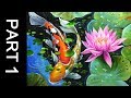 Paint koi fish with Acrylic on canvas - PART 1