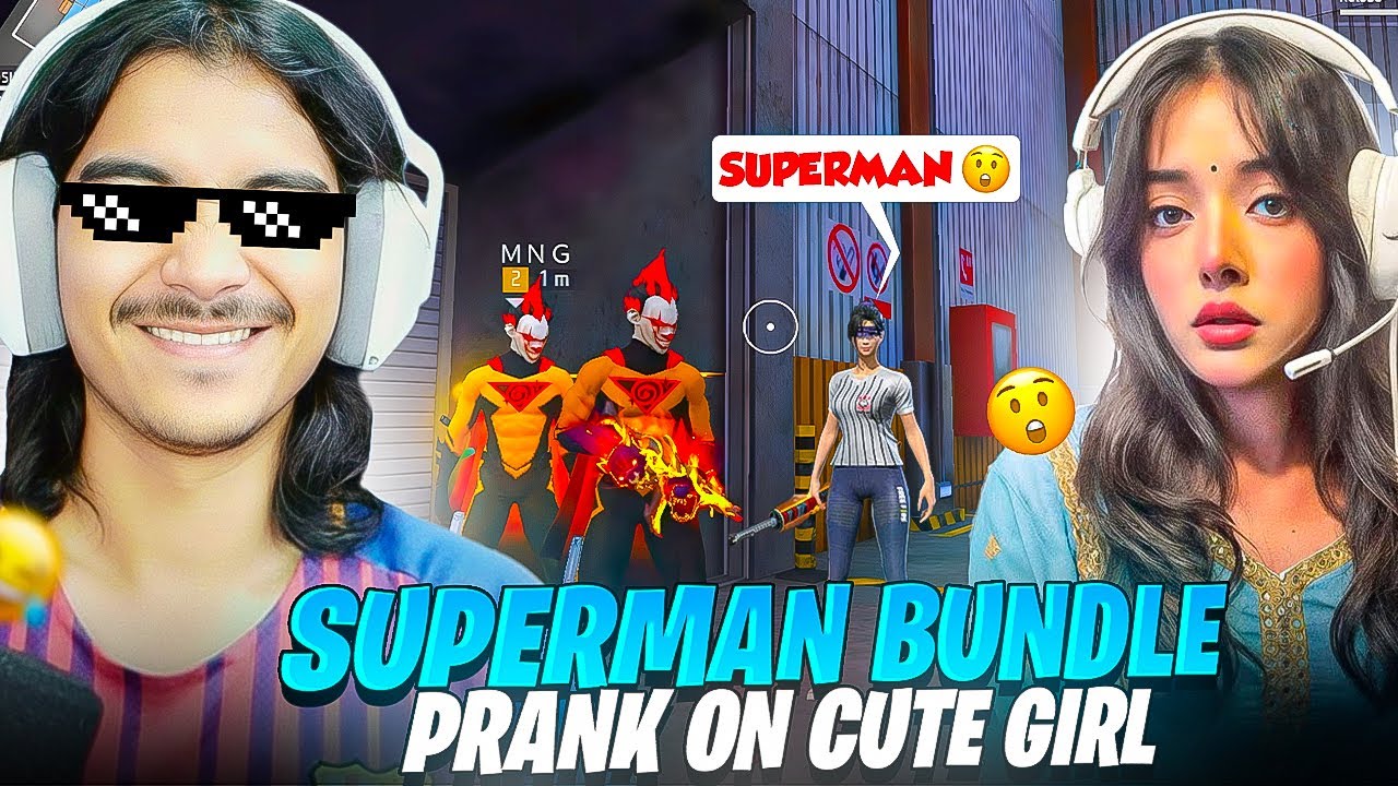 "PRANK" New Superman Bundle Prank on cute Girl Streamer on Lonewolf😱Garena freefire