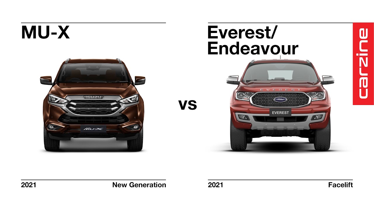 New Isuzu MU X Vs Ford Everest Endeavour Side by side Visual Comparison new-isuzu-mu-x-vs-ford-everest-endeavour-side-by-side-visual-comparison