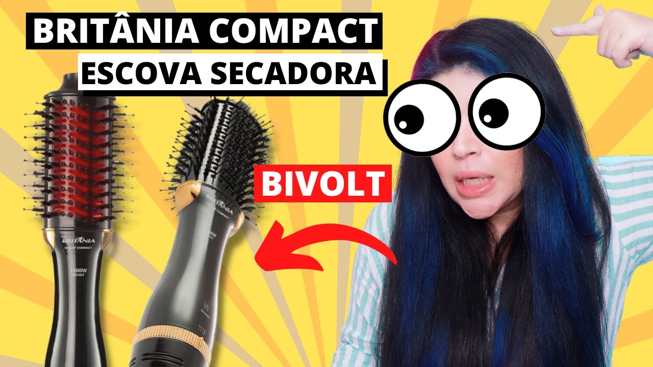 🔥ESCOVA SECADORA BRITÂNIA COMPACT 1300W Luz Infrared BIVOLT: Modelo BES24P