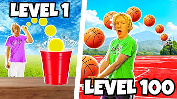 BASKETBALL TRICK SHOTS From Level 1 To 100!