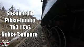 Historical Steam Locomotive Tk3 1136 Pikku-Jumbo Engine Left Side Outside PoV Camera Nokia-Tampere