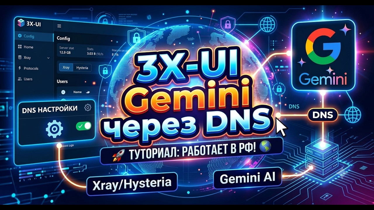 Доступ к Gemini, 3X-UI через DNS — Transcript