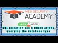 SQL injection Lab 6 UNION attack, querying the database type and version