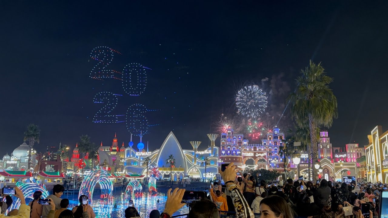 Happy New Year 2026 🎆 Global Village fireworks light up the night! ✨ | GV Travel Vlogs