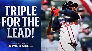 OZZIE COMES UP CLUTCH 😤 Ozzie Albies triples to give the Braves a Postseason lead | MLB Highlights