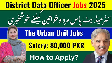 The Urban Unit Jobs 2025 Pakistan Today | District Data Officer Jobs | Salary Rs. 80,000 - Govt Jobs