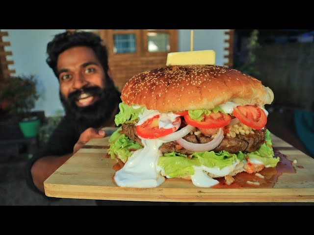 Biggest Burger Making Challenge | വലിയ ഒരു യമണ്ടൻ ബർഗർ ഉണ്ടാക്കിയാലോ | M4 TECH VLOG | class=