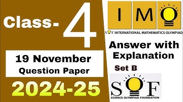 Class 4 IMO Question Paper 2024-25 Set B / IMO Olympiad 19 November 2024-25 exam grade 4