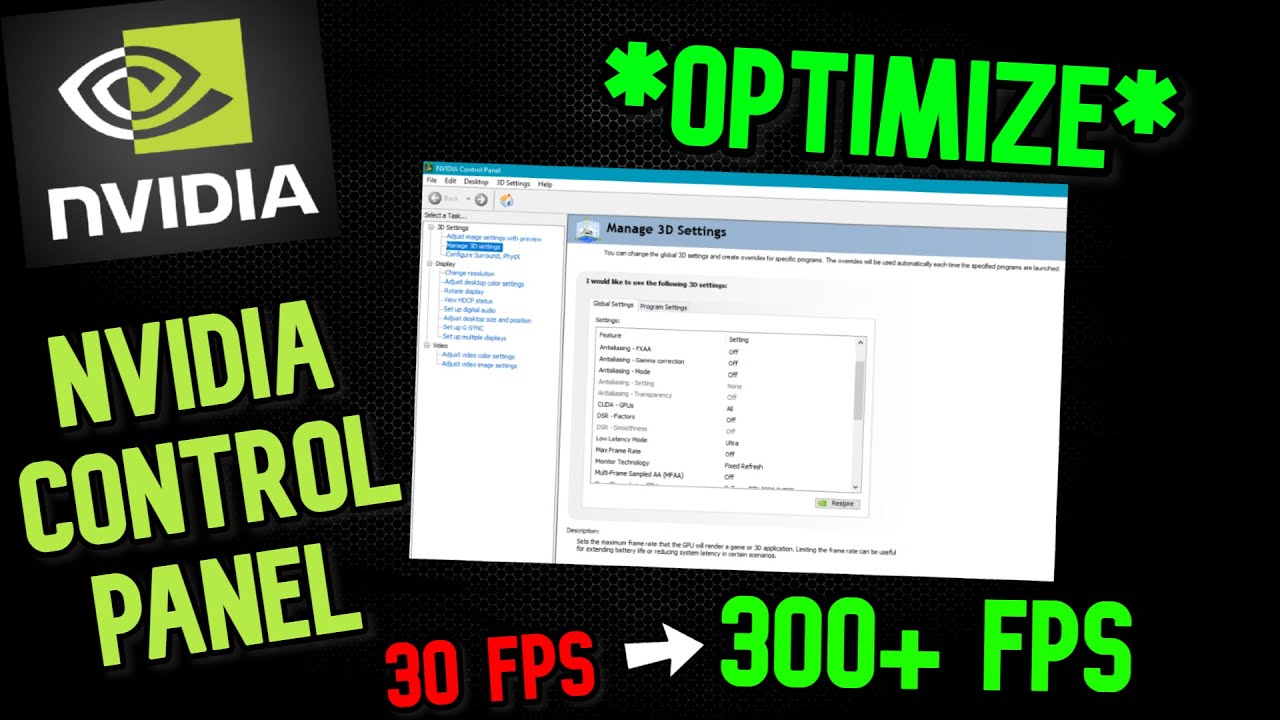 Best Nvidia Control Panel Settings Boost Fps Optimize Gpu Youtube