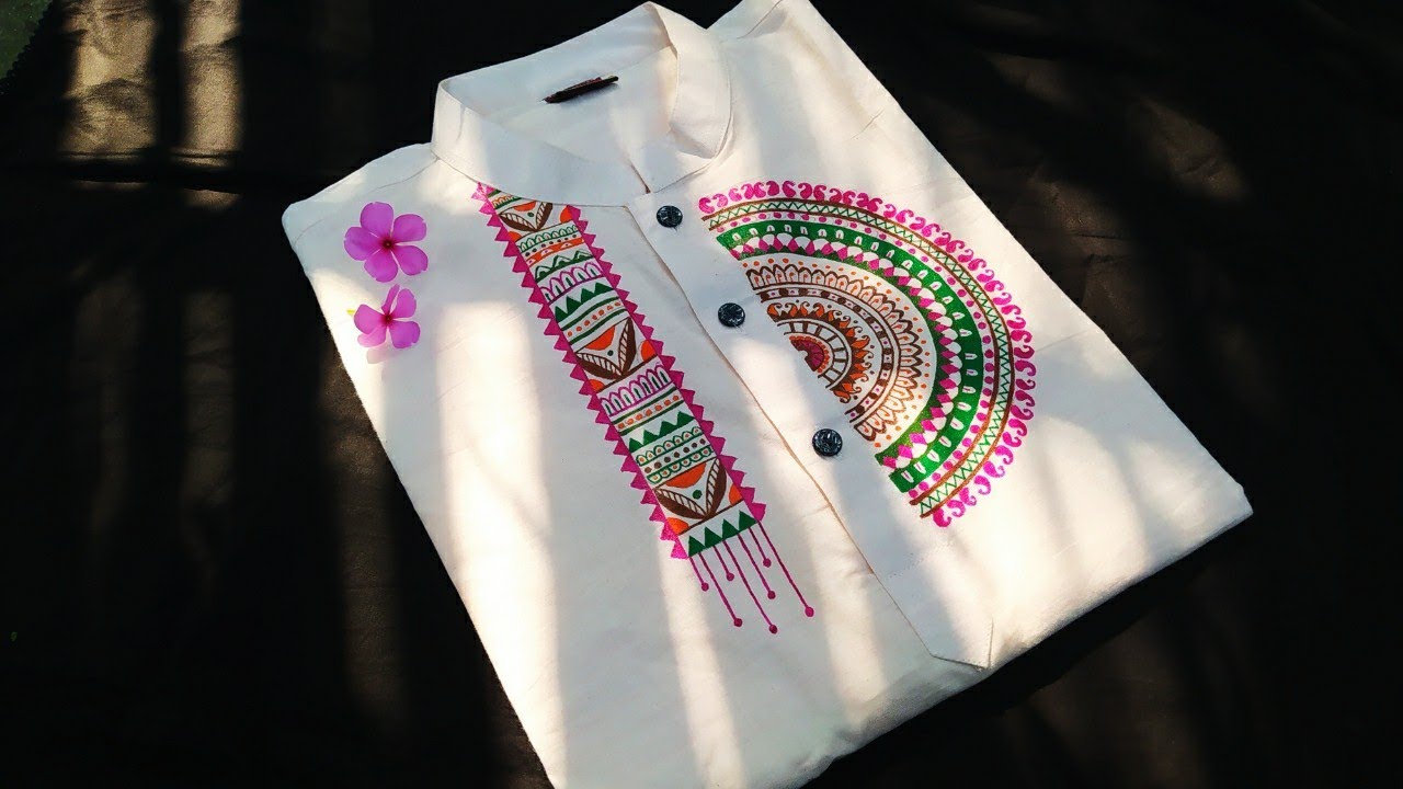 Mandala Art/ How to Paint Panjabi with mandala design/Fevicryl Acrylic