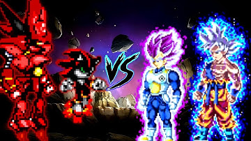 Metal Shadow (New) & Mecha Sonic V2 VS Goku True MUI & Vegeta Ultra Ego V2 in Jump Force Mugen