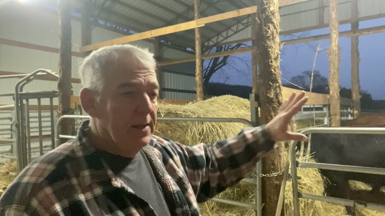 Finally, the feed barn is revealed! Our take on fence line feeding hay. #fencelinefeedhay