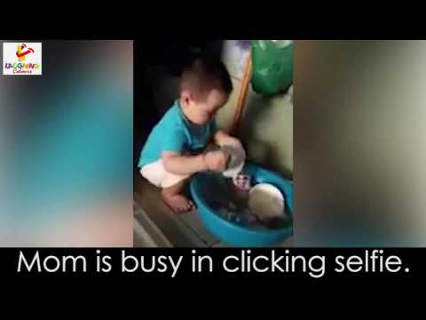 Mom busy clicking selfies poor baby