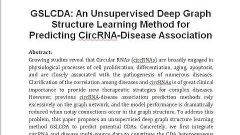 GSLCDA  An Unsupervised Deep Graph Structure Learning Method for Predicting CircRNA Disease Associat