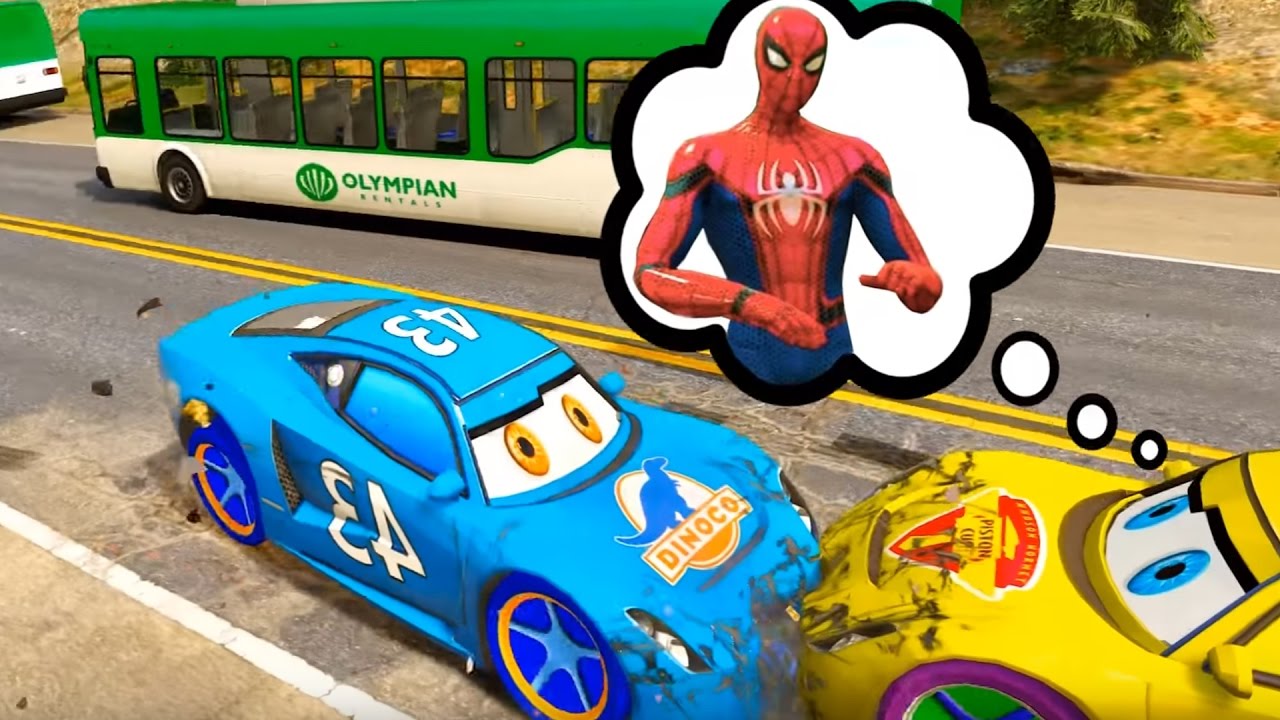 Mcqueen Yellow Lightning Mcqueen quarreled with Dinoco Spiderman settle