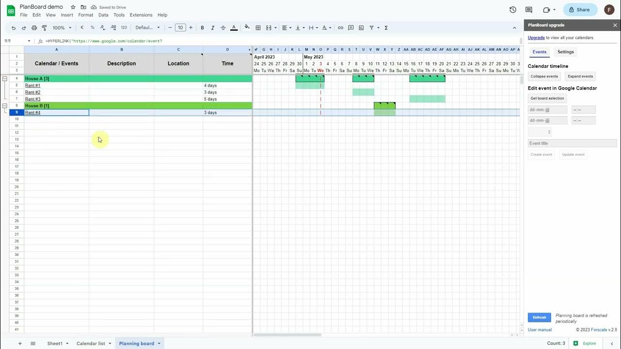View, create and update Google Calendars in a spreadsheet YouTube