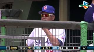 20140607-1 爆米花 台電vs國訓 5上 林進偉二壘安打 一舉追回2分