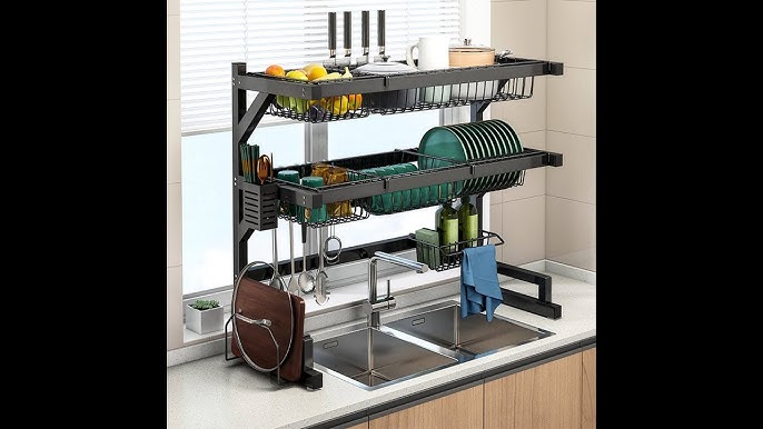 Simple Houseware 2-Tier/ 1-Tier Dish Rack with Drainboard,Dish