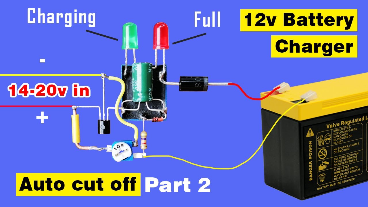 Auto cut off 12v Battery charger circuit using Relay, Simple 12 volt  Battery Charger 