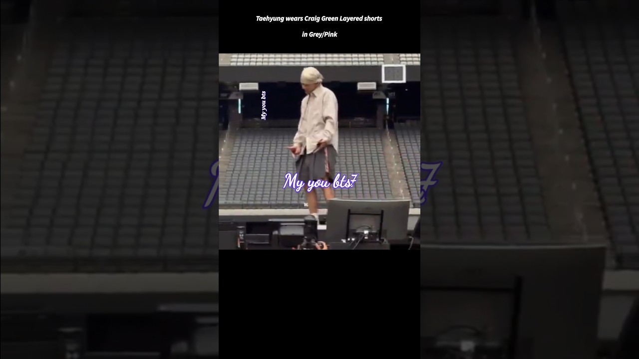 Taehyung wears Craig Green Layered shorts in Grey/Pink - YouTube