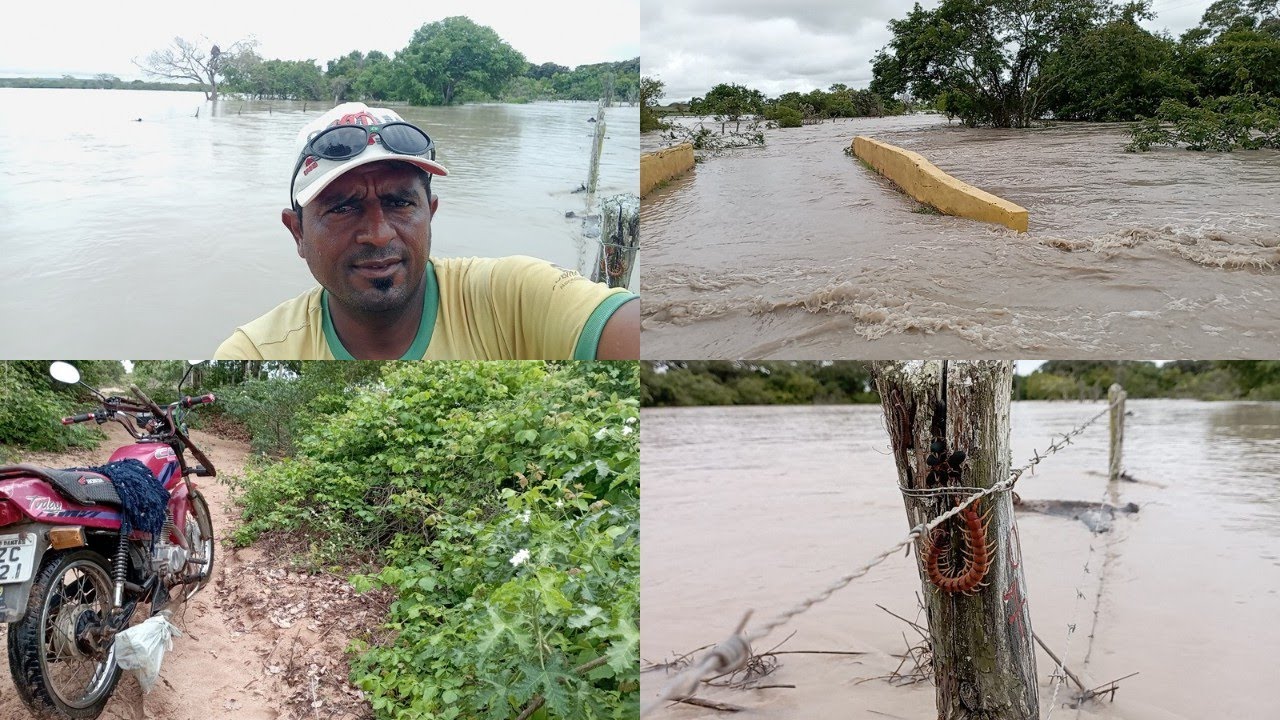 Deixei a moto pra trás, tive que atravessar a enchente nadando, a ponte ficou submersa.
