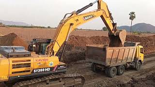 SANY SY390 HD Excavator Gravel Loading Bharath Benz Trucks #excavator #sany #sanygroup #bharathbenz