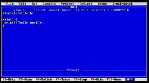 turbo C - hello world