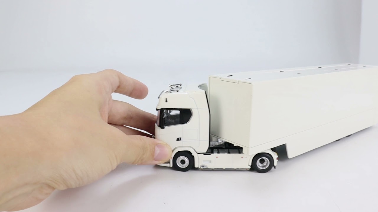 Kengfai 1:64 Scania V8 730S 4X2 Truck with Trailer White (KF037-4
