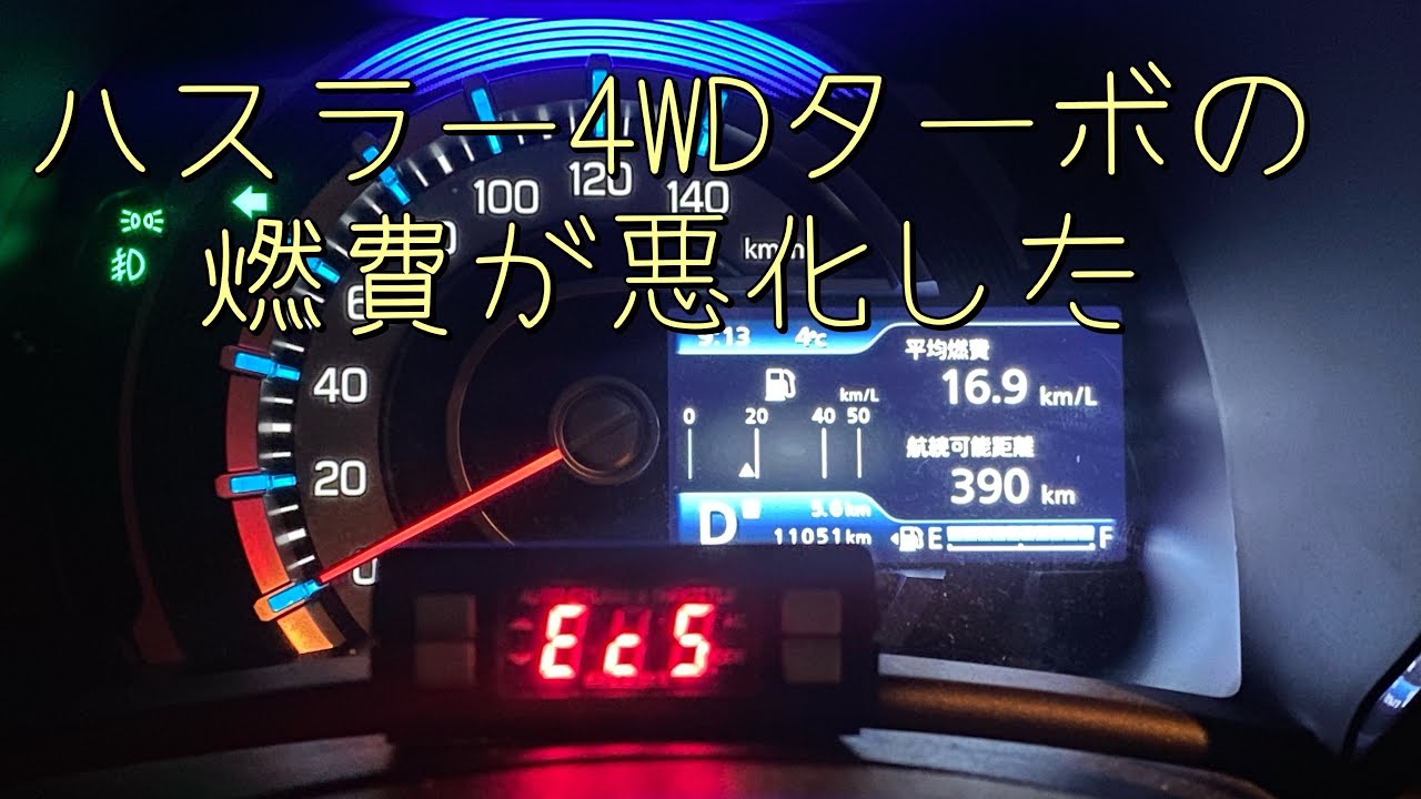 新型ハスラー4WDターボの燃費が悪くなりました。